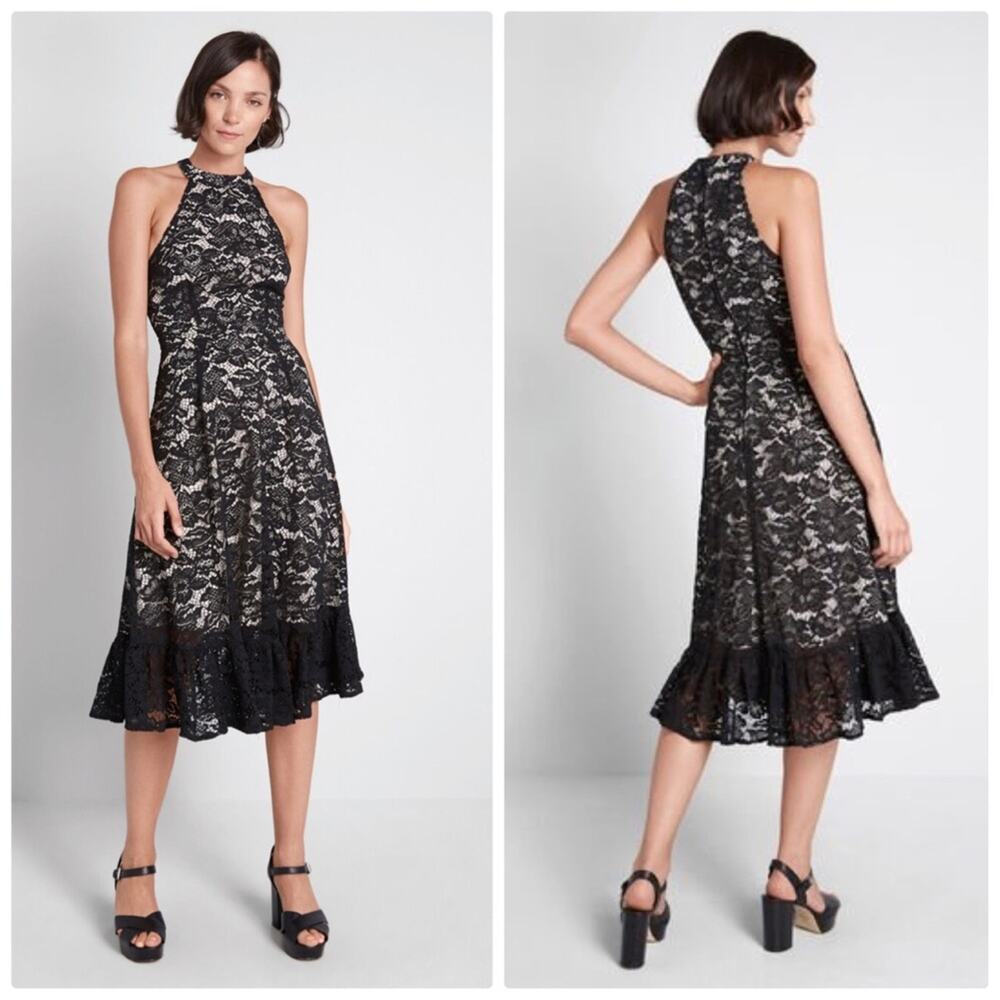 ModCloth A Night Like This‎ Halter Elegant Lace Midi Mermaid Dress SZ 10 NEW